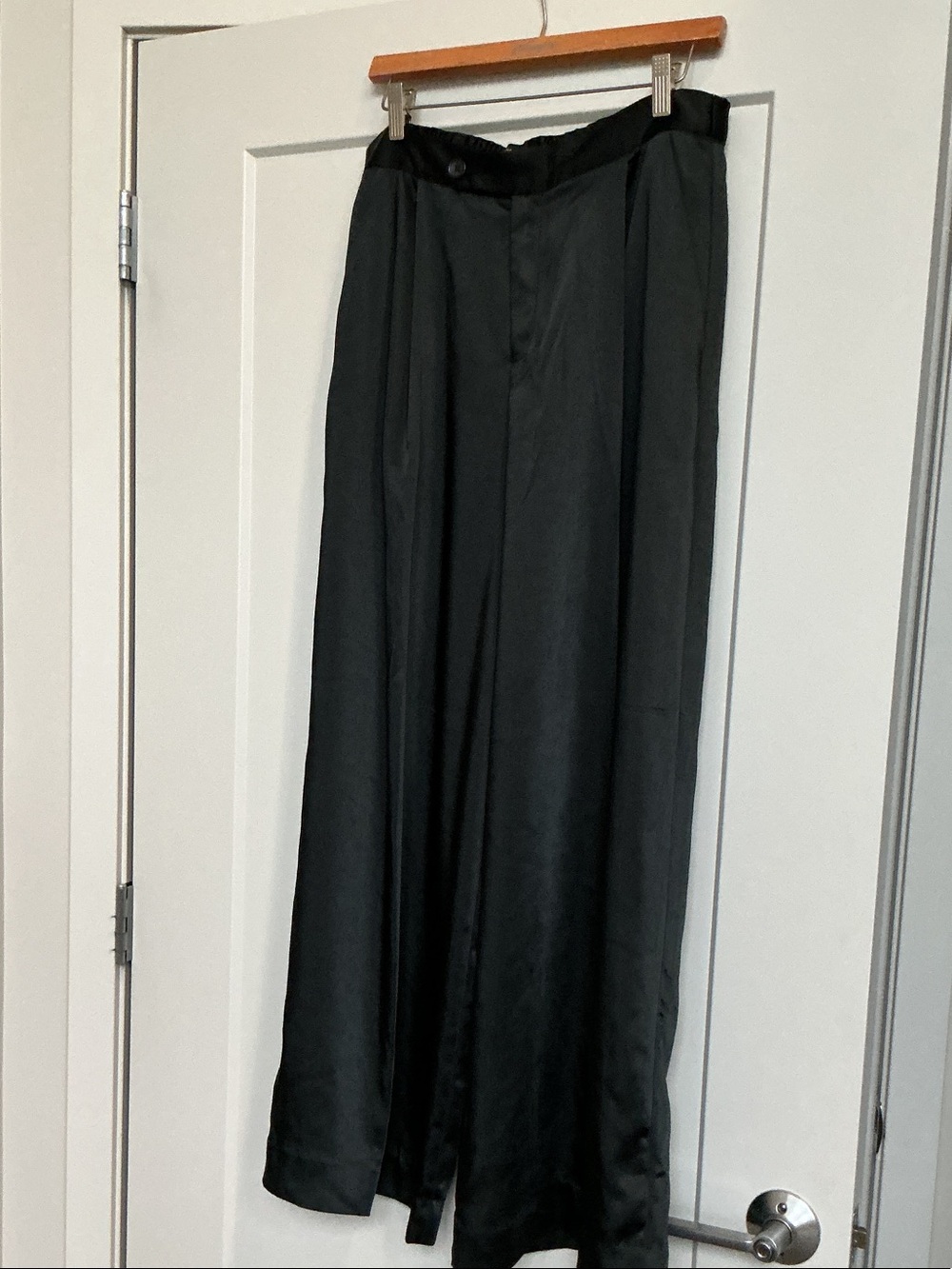 Banana Republic Black Wide-Leg Satin Pants